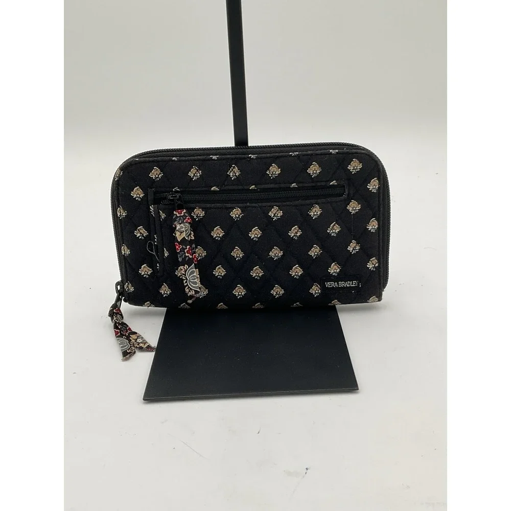 Vera Bradley Black And Paisley Vintage Purse Clutch And Matching Wallet Set